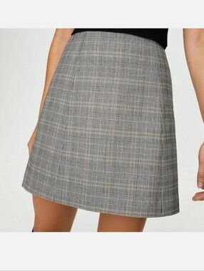 Babaton Modern Plaid Hopper Mini Skirt